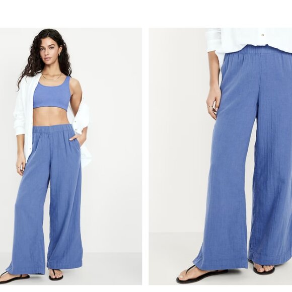 Cotton Pants - Wide Leg Petite Length Pants with Pockets NWT - Picture 2 of 4